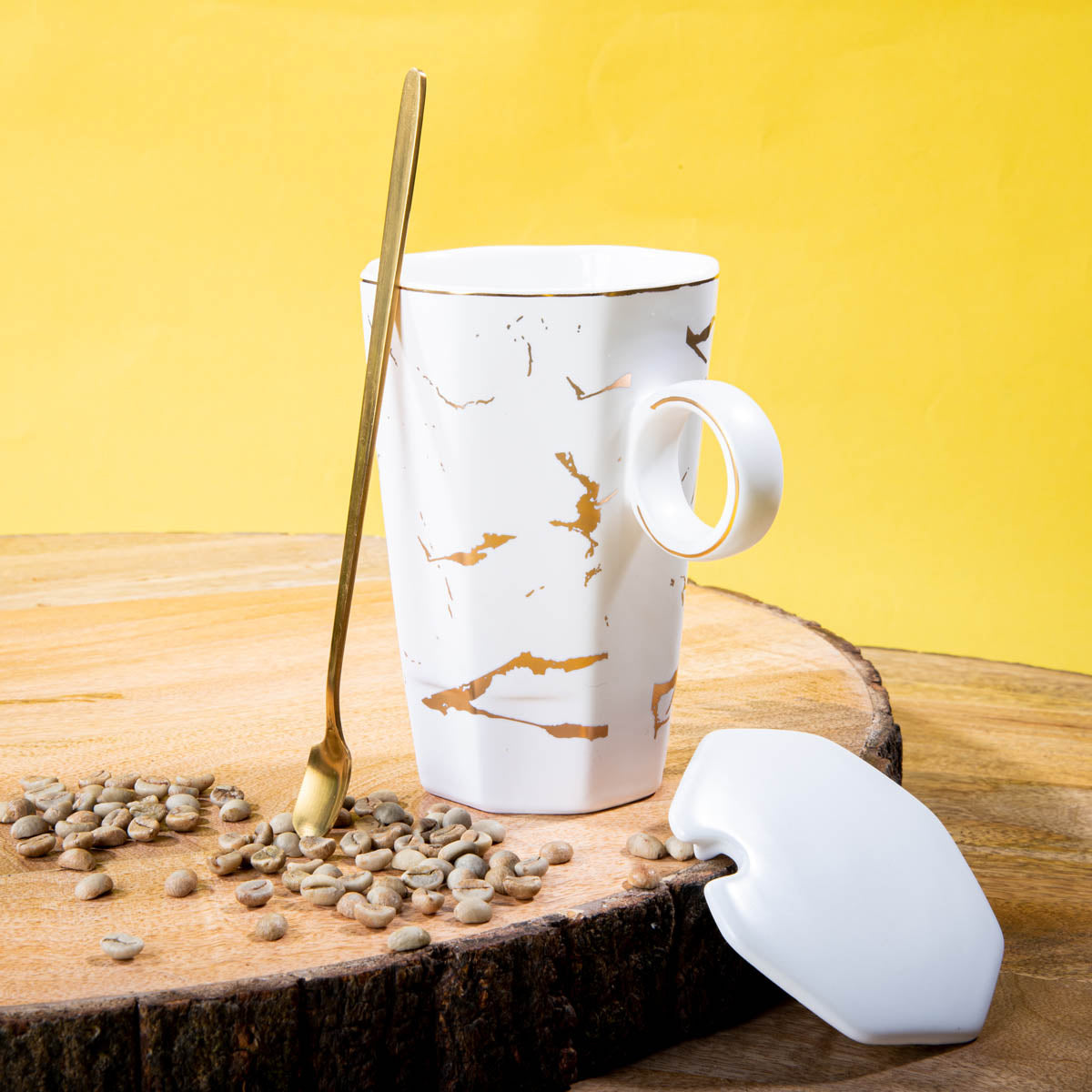 Marble Designed Coffee Mug with Lid